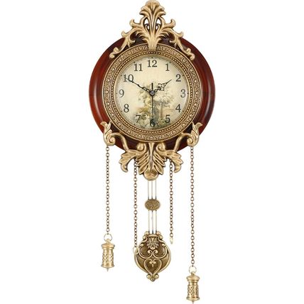 Aero Snail Dia 9-Inch Retro Style Vintage Wood Indoor Wall Clock with Swinging P