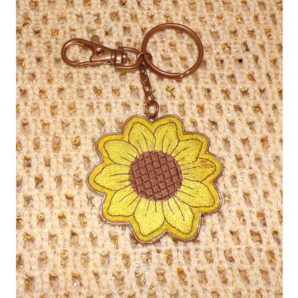 YELLOW SUNFLOWER COPPER COLOR KEYCHAIN