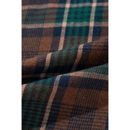Brown Plaid Print Chest Pockets Buttoned Shirt Jacket