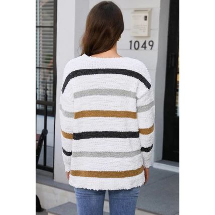Striped Popcorn Knit Sweater