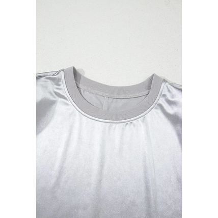 Silvery Metallic Luster Crew Neck Shift Tank Top