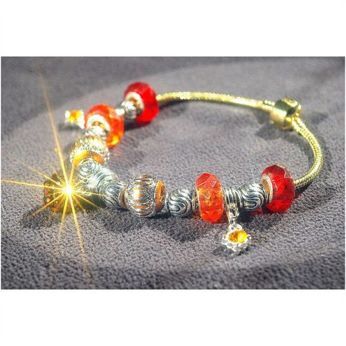 Fully Loaded Gold Plated Bracelet Disco Ball Charm Euro Beads Jewellery 1983