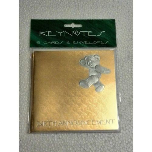 Birth Announcement Cards Pack Of 6 - Gold Foil