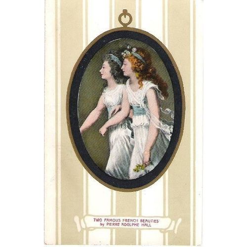 Hall, Peter Adolf - Two Famous French Beauties (miniature) - art postcard c.1910
