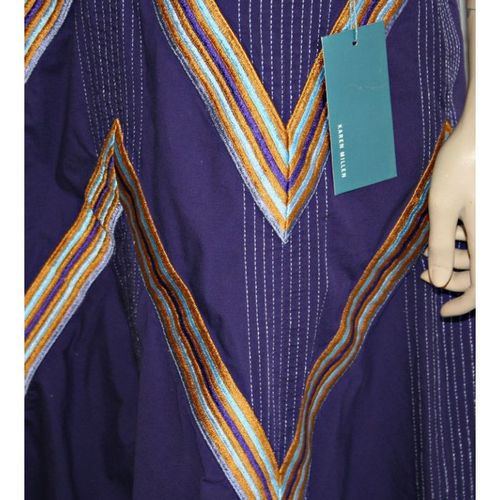 Karen Millen Purple Gold Embroidered Dress Size 12 New with Tag