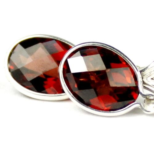 Mozambique Garnet, 925 Sterling Silver Leverback Earrings, SE001