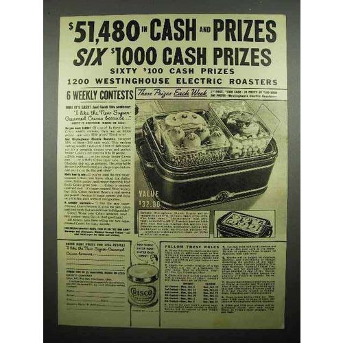 1937 Crisco Shortening Ad - $51,480 in Cash Prizes