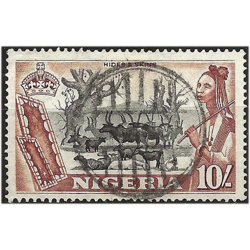 Nigeria 1953 SG79 10/- Black & Red-Brown Fine Used . ..