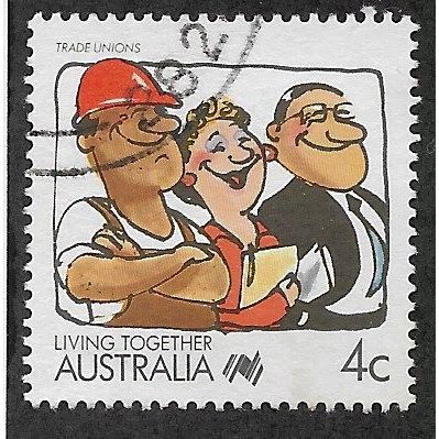 AUS 1988 4c 'LIVING TOGETHER - TRADE UNIONS' FINE USED (EBID67-132)