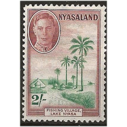 Nyasaland 1945 SG153 2/- Emerald & Maroon Mounted Mint ..