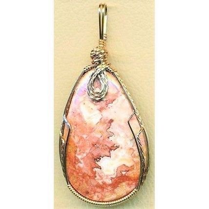 Crazy Lace Jasper Bronze Wire Wrap Gemstone Pendant 22