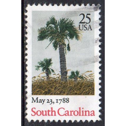 USA 1988 Ratification of the Constitution - 200 Years - South Carolina 25c Used