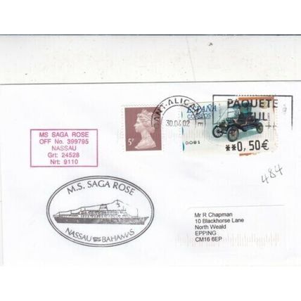 M.S.Saga Rose 2002 posted on Board Cover Alicante cancel typed VGC