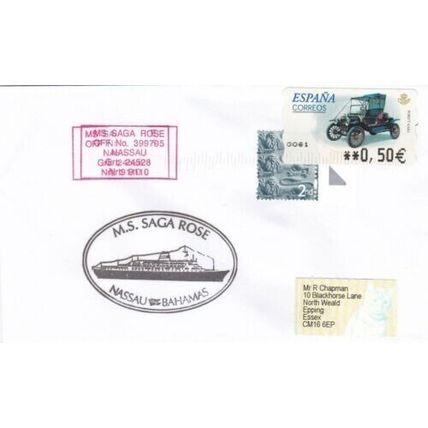 M.S.Saga Rose 2002 posted on Board Cover Alicante cancel typed VGC