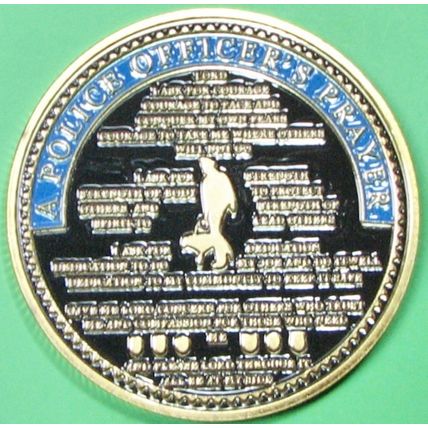 Police Officer Prayer. Challenge Coin. 1.50" Gold Tone. 78b.