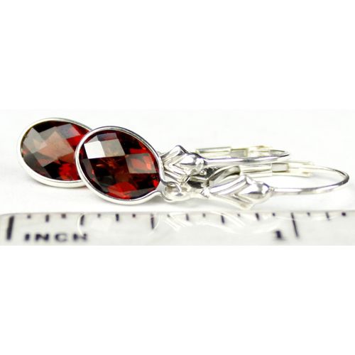 Mozambique Garnet, 925 Sterling Silver Leverback Earrings, SE001