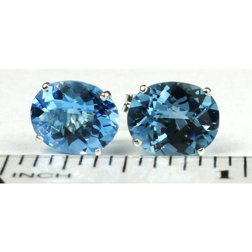 Swiss Blue Topaz, 925 Sterling Silver Post Earrings, SE102