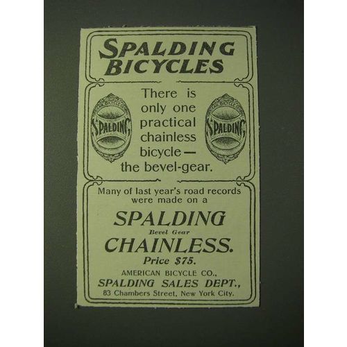 1900 Spalding Bicycles Ad - There is only one practial chainless