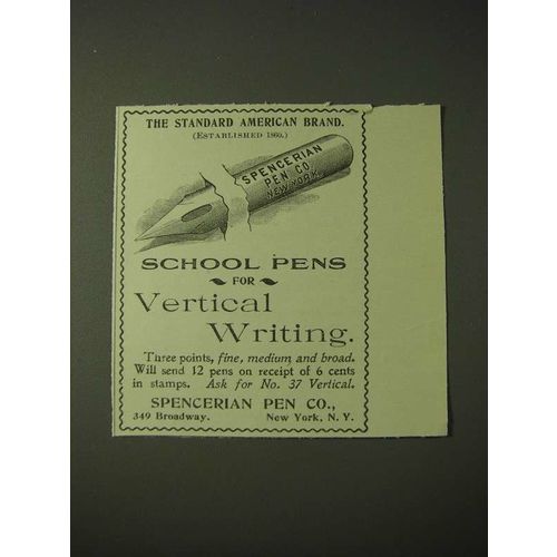 1900 Spencerian Pen Ad - School pens for vertical writing