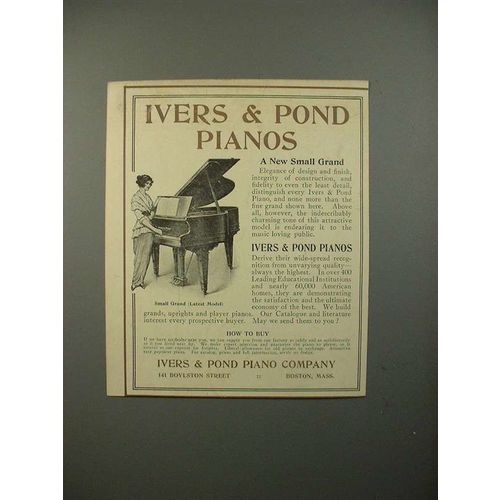 1914 Ivers & Pond Small Grand Piano Ad - NICE!