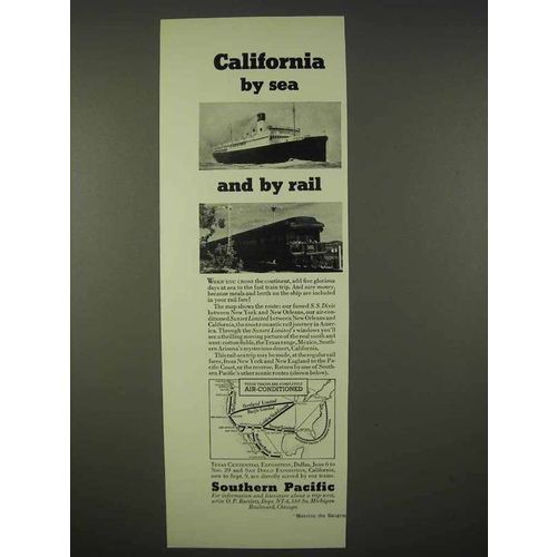 1936 Southern Pacific Railroad Ad - California By Sea