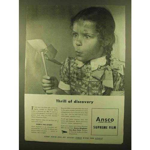 1945 Ansco Supreme Film Ad - Thrill of Discovery