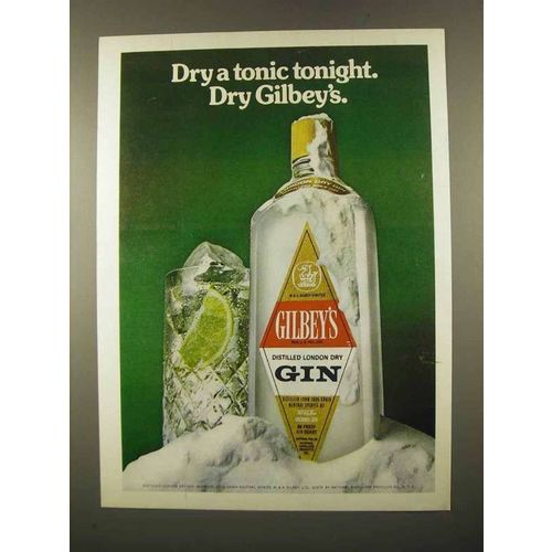 1975 Gilbey's Gin Ad - Dry a Tonic Tonight
