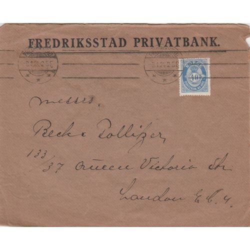 Norway 1924 Fredriksstaad Private Bank to London see others