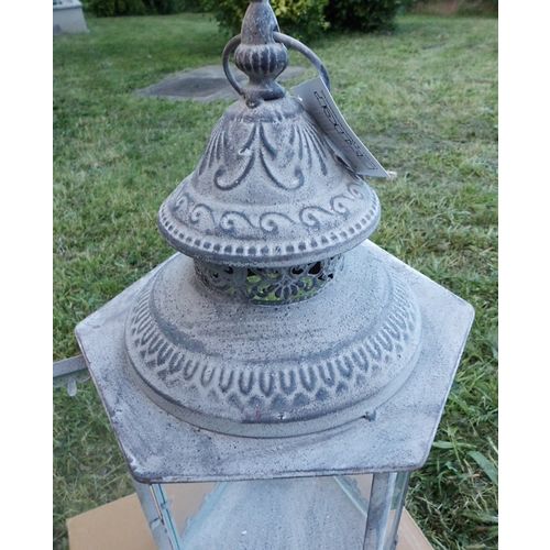 Laterne shabby,franz.Landhaus, H:53cm 6-eckig, Windlicht Gartendeko, antikfinish