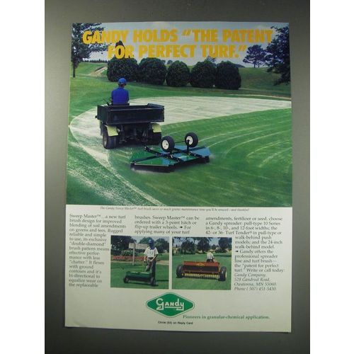 1991 Gandy Sweep Master Turf Brush Ad - Gandy holds the patent for perfect turf