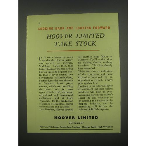 1949 Hoover Limited Ad - Looking back and looking forward