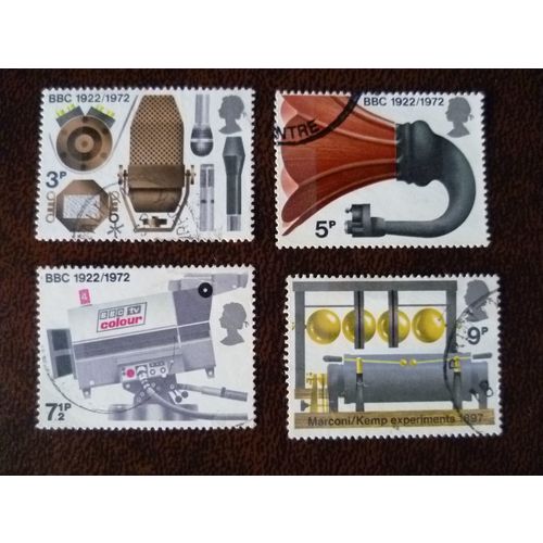1972 GB Broadcasting Anniversaries set 4 fine used stamps SG909-12 Microphones