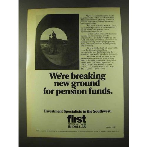 1973 First National Bank in Dallas Ad - Breaking Ground