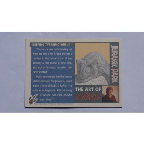Jurassic Park Base trading Card # 84 Sleeping Tyrannosaurus (B) - 1993 Topps