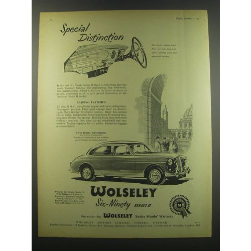 1957 Wolseley Six-Ninety Series II Car Ad - Special Distinction