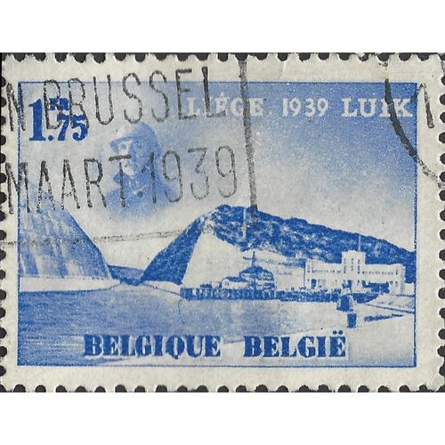BELGIUM, Water exhibition LiÞge, blue 1939, 1F75c, #3