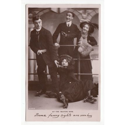 Some Funny Sights at the Roller Skating Rink 1909 Comic RP Postcard