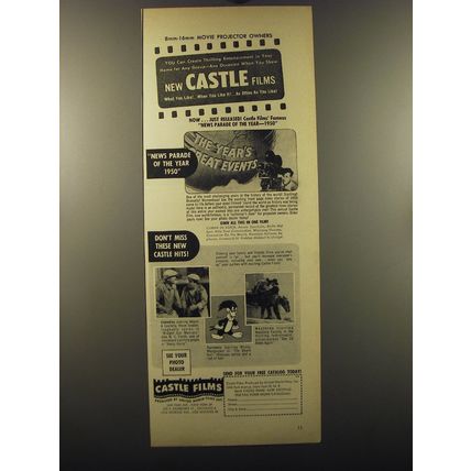 1950 Castle Films Ad - News Parade, Abbott & Costello, Woody Woodpecker