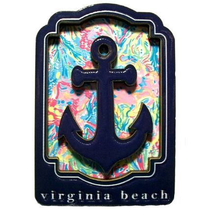 Virginia Beach with Anchor Artwood Fridge Magnet