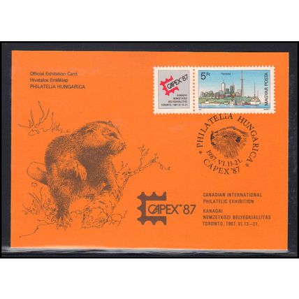 Postcard Hungary 1 Stamp CAPEX '87 Box0207