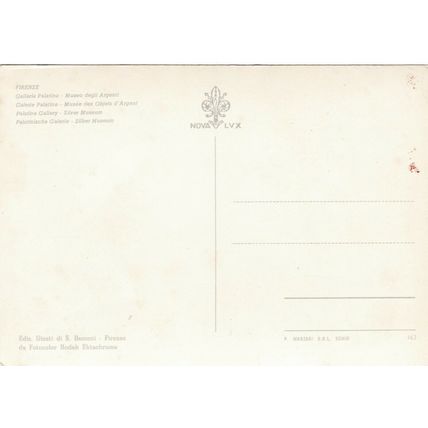 Firenze Galleria Palatina Museo Argenti Italy Postcard unused VGC