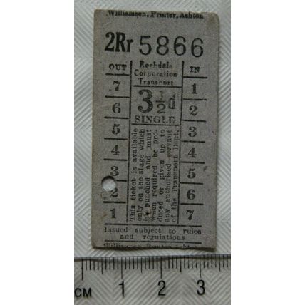 Rochdale Corporation Transport 3½d single ticket