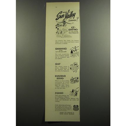 1953 Union Pacific Railroad Ad - What's in a Sun Valley Idaho Summer?