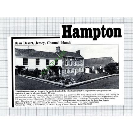 Beau Desert Jersey Channel Islands House Sale Advert - 1981 Cutting
