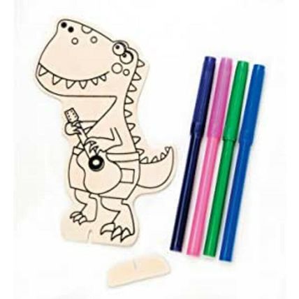 Wood Kids Craft Project Pack Kit with Markers Dinosaur