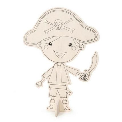 Wood Kids Craft Project Pack Kit with Markers Pirate