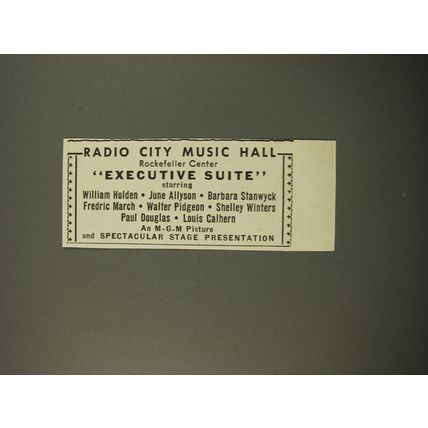 1954 Executive Suite Movie Ad - Radio City Music Hall Rockefeller Center