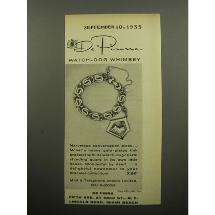 1955 De Pinna Monet Watch-Dog Whimsey Bracelet Advertisement