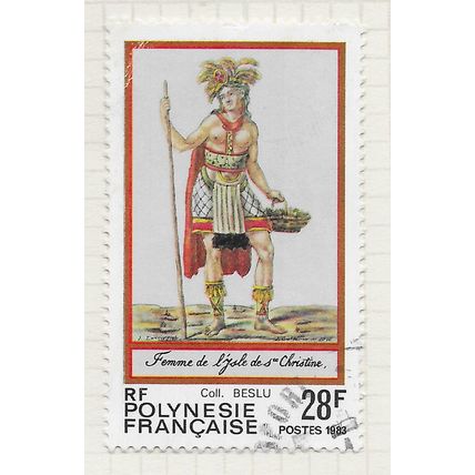 POLYNESIA 1983 FRENCH FRANCE COSTUMES WOMANS FEMALE ISLE ST CHRISTINES USED craz