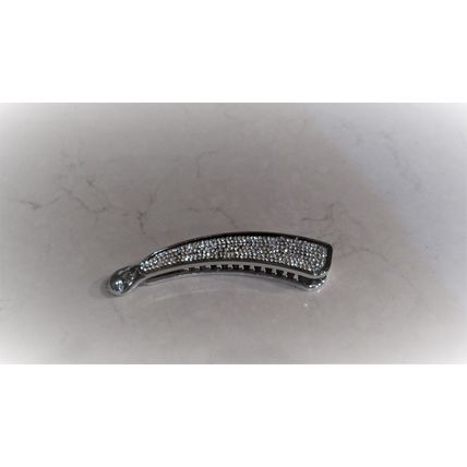 Rounded silver acrylic sparkly banana hair claw clip with rhinestones